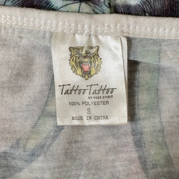 Tattoo Tattoo by Free Spirit White Graphic Print Empire Waist Mini Dress Small - Picture 4 of 4